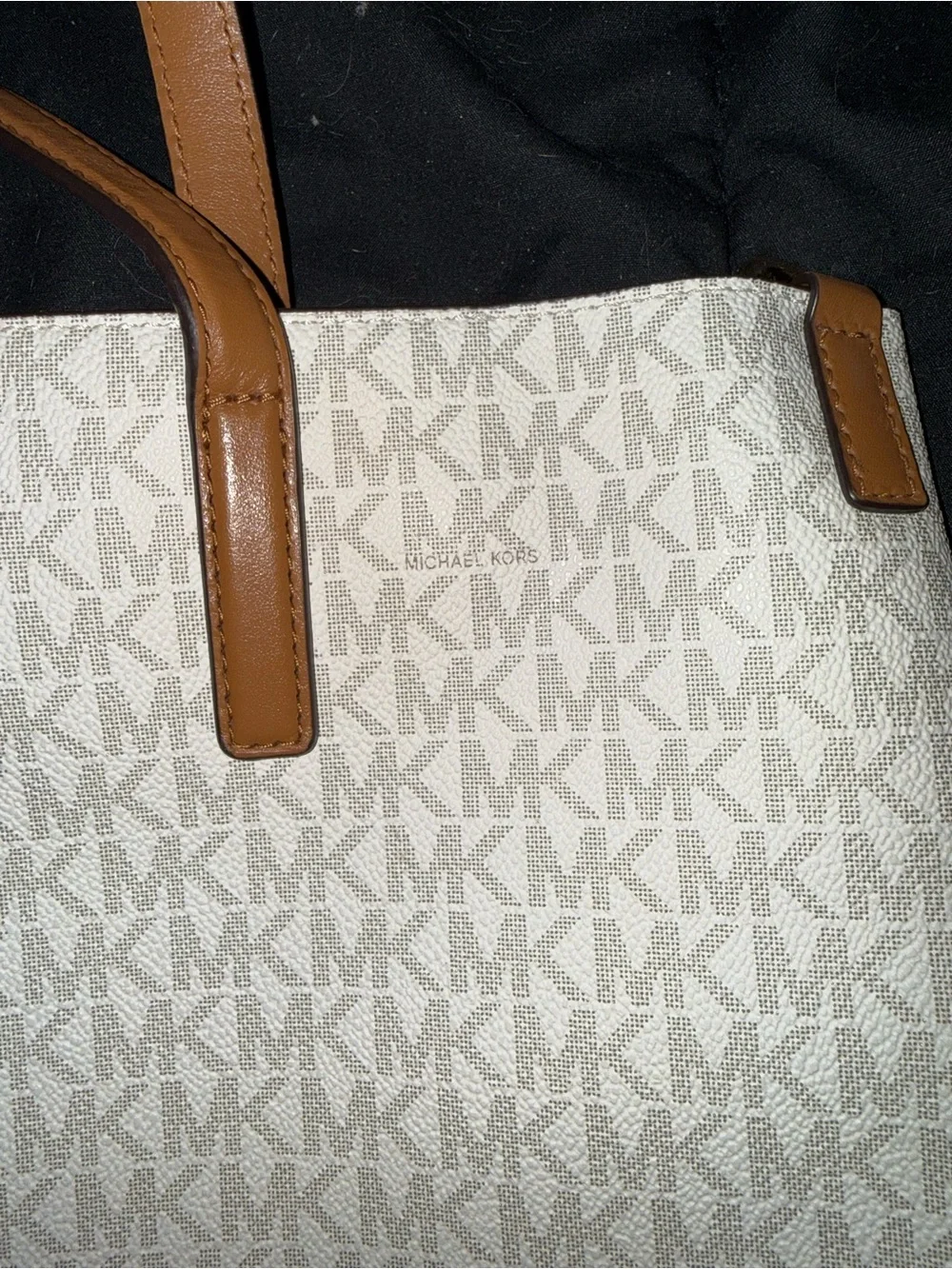 Michael Kors Cream Logo Tote with Tan Handles